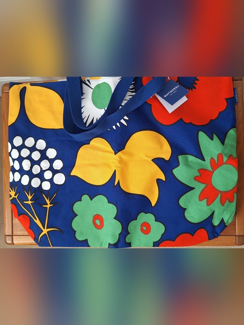 Marimekko Kukkatori Canvas Tote Oversized Beach Bag Colorful Floral HTF Rare NWT - Picture 2 of 15